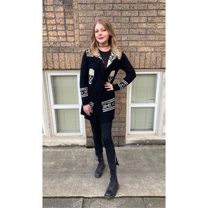 *SOLD* Skull Print Cardigan Black White Wednesday Addams Monochrome Goth Punk